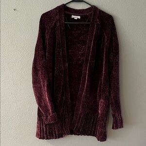Loft Deep Purple Chenille Open Front Cardigan Size Medium